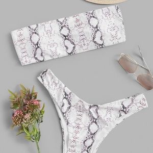 New bandeau snakeskin bikini top